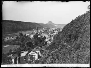 Schandau: Blick vom Aufzug: Stadt und Lilienstein