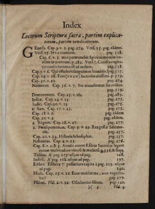 Index Locorum Scripturae sacrae, partim explicatorum, partim vendicatorum.