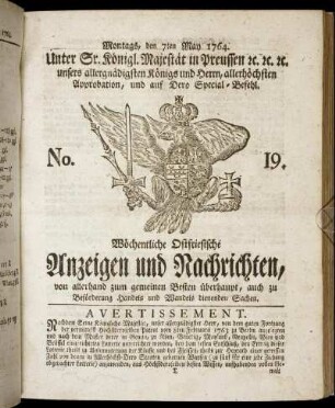 No. 19. Montags, den 7ten May 1764.