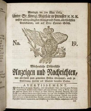 No. 19. Montags, den 7ten May 1764.