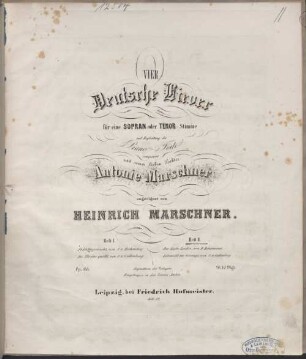 Vier Deutsche Lieder : für 1 Sopran- oder Tenor-Stimme mit Begl. d. Piano-Forte ; op. 144, 2. 7 S. - Pl.Nr. 4152