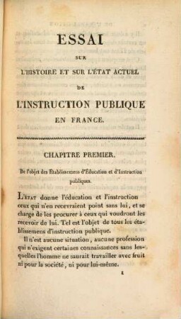 Essai sur l'histoire et sur l'état actuel de l'instruction publique en France
