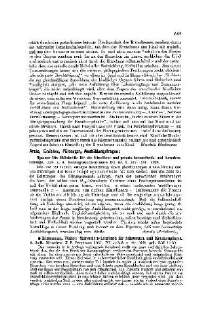 Ärzte, Erzieher, Fürsorger, Ausbildungsfragen