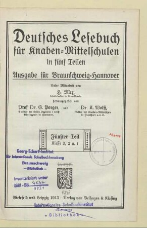 Teil 5 = Kl. 3, 2 u. 1, [Schülerbd.]: [Teil 5 = Kl. 3, 2 u. 1, [Schülerbd.]]