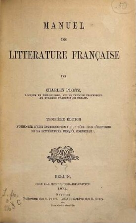 Manuel de littérature Française