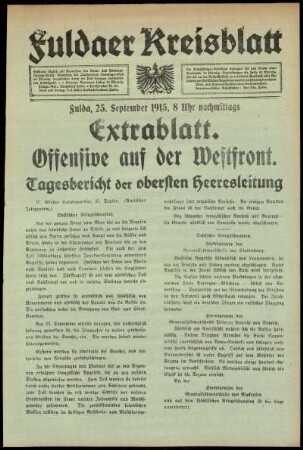 Ausgabe vom Samstag, den 25. September 1915.