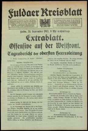 Ausgabe vom Samstag, den 25. September 1915.