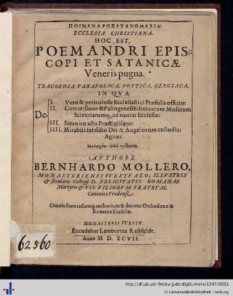 Poimandrosatanomachia ecclesia christiana : hoc est: Poemandri Episcopi et Satanicae Veneris pugna ...
