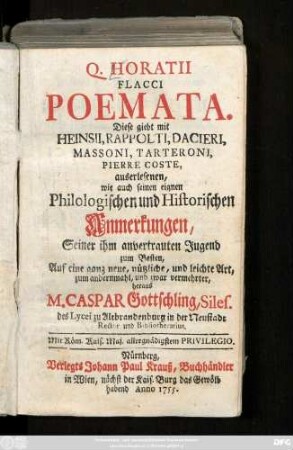 Q. Horatii Flacci Poemata