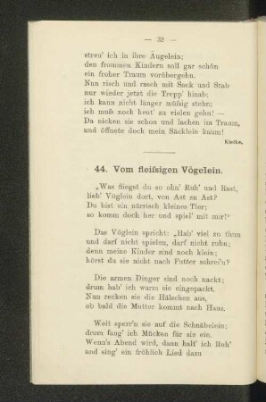44. Vom fleissigen Vögelein.