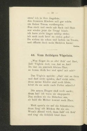44. Vom fleissigen Vögelein.
