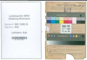 Entnazifizierung Karl Lehmann , geb. 03.02.1903 (Lehrer)