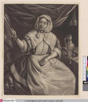 [Eine Frau am Tisch sitzend; Woman seated at a table (Sloth)]