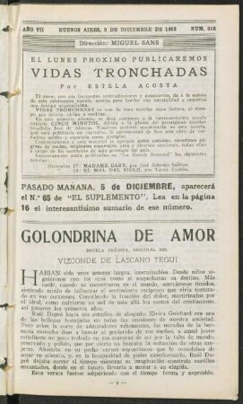 1923007316: Golondrina de amor : novela inédita
