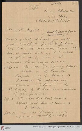 Briefe von Morris Jastrow an Carl Bezold: Brief von Morris Jastrow an Carl Bezold