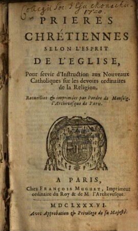 Prières chrétiennes selon l'esprit de l'eglise