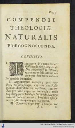 Compendii Theologiae Naturalis Praecognoscenda.