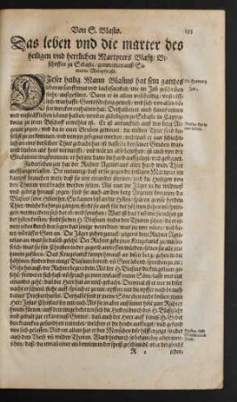 Das leben und die marter des heiligen und herrlichen Martyrers Blasii ...