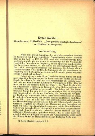 Erstes Kapitel: Grundlegung. 1189-1269. "Der gemeine deutsche Kaufmann" zu Gotland in Novgorod.