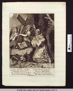 Der hl. Franziskus mit Kreuz und Engeln.