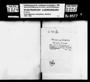 Einrichtung eines Arbeitshauses im Schloß in Vaihingen und die dadurch bedingten Umbauten