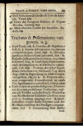 Tractatus & Dissertationes varii generis, u.g.