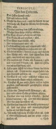 Versiculi. Vor den Collecten.