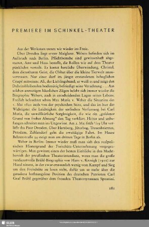 Premiere Im Schinkel-Theater