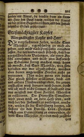 Großmächtigster Kayser, Allergnädigster Kayser und Herr!
