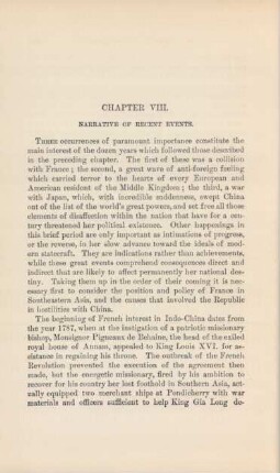 Chapter VIII. Narrative or recent events.