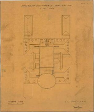 Fischer, Theodor; Kiel; Marine-Offizierskasino - Vorentwurf (Grundriss)
