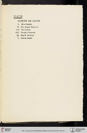 Marius De Zayas [list of plates]
