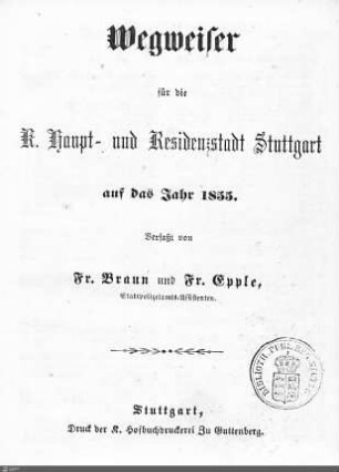 1855: Stuttgarter Adressbücher, 1855