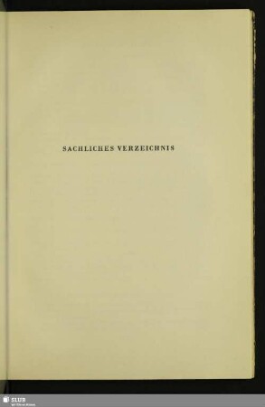 Sachliches Verzeichnis