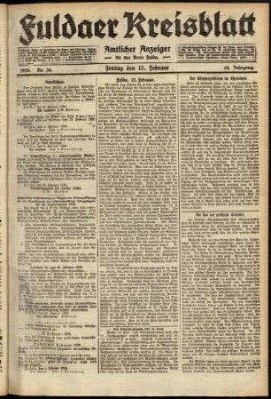 Ausgabe vom Freitag, den 13. Februar 1920.