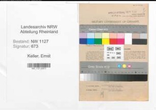Entnazifizierung Ernst Keller , geb. 22.11.1907 (Verwaltungsangestellter)