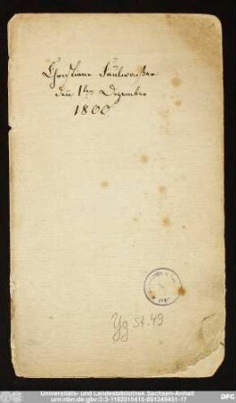 Christiane Faulwaßer den 1ten Dezember 1800