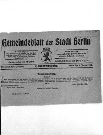Sonderausgabe, 4. Januar 1923