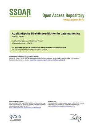 Ausländische Direktinvestitionen in Lateinamerika