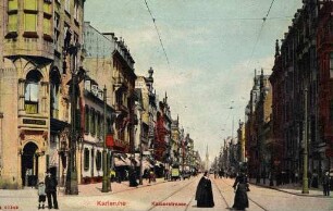 Postkartenalbum mit Motiven von Karlsruhe. "Karlsruhe. Kaiserstraße"