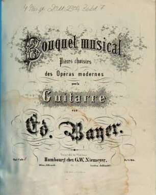 Bouquet musical : pièces choisies des opéras modernes ; pour la guitarre ; op. 1, 1