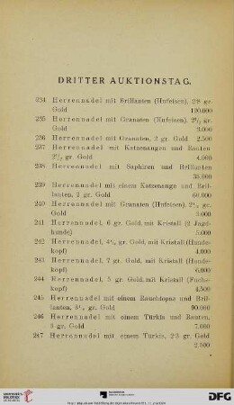 Dritter Auktionstag (Nr. 234-301)