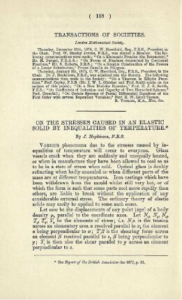 On the stresses caused in an elastic solid by inequalities of temperature.