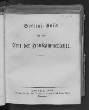Special-Rolle für das Amt der Hauszimmerleute