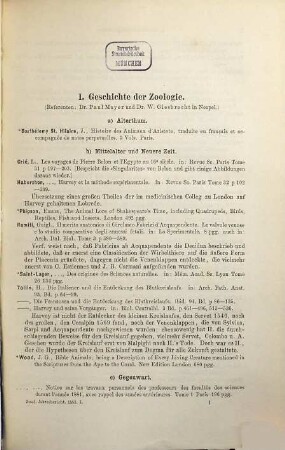 Zoologischer Jahresbericht. 1883 (1884), Abth. 1