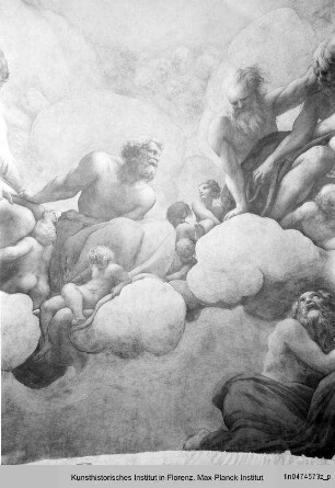 Kuppelausmalung : Christus und die Apostel erscheinen Johannes : Apostelgruppe Andreas, Jakobus Major und Simon