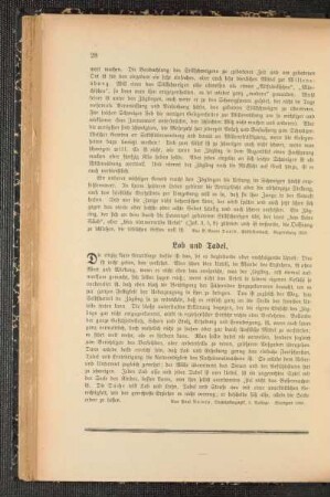 Lob und Tadel
