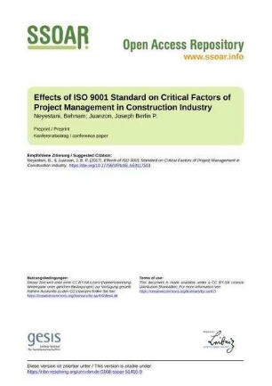 Effects of ISO 9001 Standard on Critical Factors of Project Management in Construction Industry