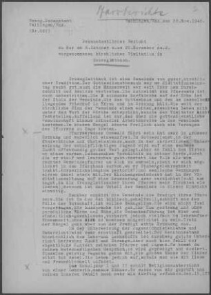 Großglattbach: Visitationsbericht mit Pfarrbericht 1946