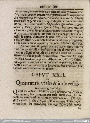 Caput XXII. De Quantitatis vitio & inde resultantibus agritudinibus